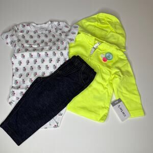 Carter's Outfit Jacket Shirt Pants Floral New 6M